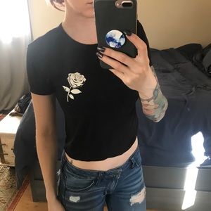 Black rose cropped top